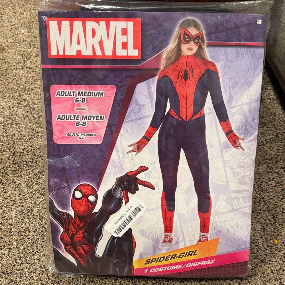 Marvel Spider-Girl Costume Adult size Medium 6 to 8 includes top, pants and mask